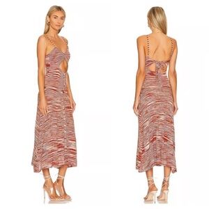 For Love And Lemons Red and White Backless Dress